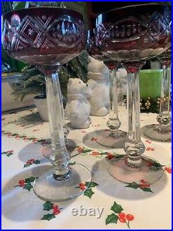 Saint Louis Massenet 6 verres à vin du Rhin Cristal Roemer Rubis Anciens vintage