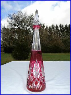 Saint Louis Massenet Carafe Roemer Cristal Doublé De Couleur Coloré Rose Rouge