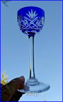 Saint Louis Massenet Service Roemer Cristal Doublé De Couleur Coloré Bleu Saphir