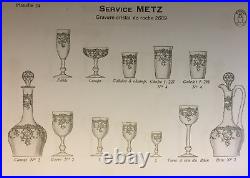 Saint Louis Metz Wine Glasses Weingläser Verre A Vin Cristal Gravé Napoleon III