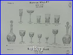 Saint Louis Millet Ancien Service 48 Pieces Cristal Taille Excellent Etat