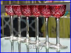 Saint Louis Modele Massenet 6 Verres En Cristal Double Couleur Rose 1930