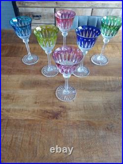 Saint Louis. Modèle Tommy. Beau service de six verres à vin en cristal taillé