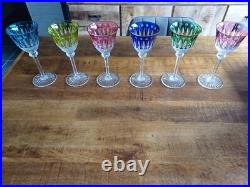 Saint Louis. Modèle Tommy. Beau service de six verres à vin en cristal taillé