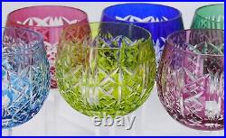 Saint Louis Risling, 6 verres à Porto, cristal, 15,3 cm, couleur signés, Roemer