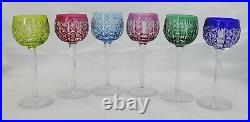 Saint Louis Risling, 6 verres à Porto, cristal, 15,3 cm, couleur signés, Roemer