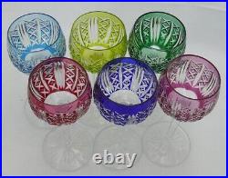 Saint Louis Risling, 6 verres à Porto, cristal, 15,3 cm, couleur signés, Roemer