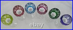 Saint Louis Risling, 6 verres à Porto, cristal, 15,3 cm, couleur signés, Roemer
