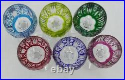 Saint Louis Risling, 6 verres à Porto, cristal, 15,3 cm, couleur signés, Roemer