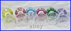 Saint Louis Risling, 6 verres à Porto, cristal, 15,3 cm, couleur signés, Roemer