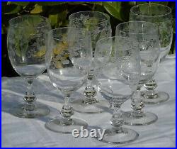 Saint Louis Saint Denis Service de 6 verres à vin en cristal gravé. Circa 1900