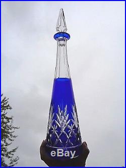 Saint Louis Saké Set Service A Liqueur Cristal Doublé De Couleur Coloré Bleu