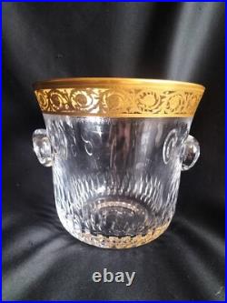 Saint-Louis / Seau à glace en cristal taillé et gravé/doré or / Modèle Thistle