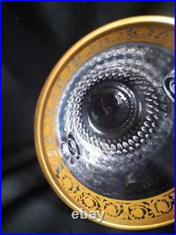 Saint-Louis / Seau à glace en cristal taillé et gravé/doré or / Modèle Thistle