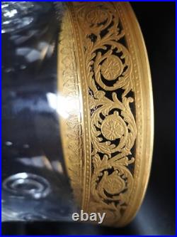 Saint-Louis / Seau à glace en cristal taillé et gravé/doré or / Modèle Thistle