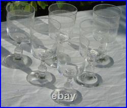 Saint Louis Service de 6 verres à eau en cristal gravé. XIXe s. Haut. 15 cm
