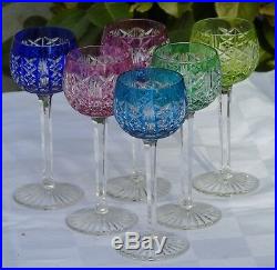 Saint Louis Service de 6 verres à vin cuit en cristal doublé taillé. H 15,2 cm