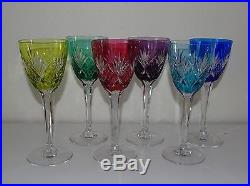 Saint Louis Service de 6 verres de couleur cristal taillé, modèle Chantilly