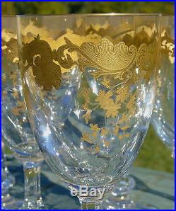 Saint Louis Service de 6 verres à eau cristal, modèle Massenet doré, cat 1930