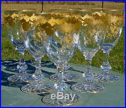 Saint Louis Service de 6 verres à vin blanc cristal, modèle Massenet doré