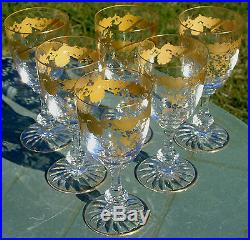 Saint Louis Service de 6 verres à vin blanc cristal, modèle Massenet doré