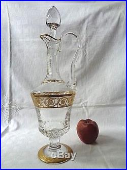 Saint Louis Thistle Gilt Wine Decanter Carafe Aiguiere Pichet Cristal Or Dorée