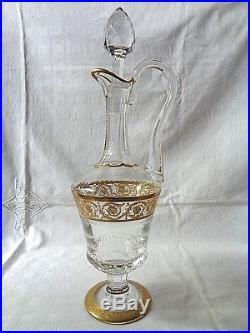 Saint Louis Thistle Gilt Wine Decanter Carafe Aiguiere Pichet Cristal Or Dorée