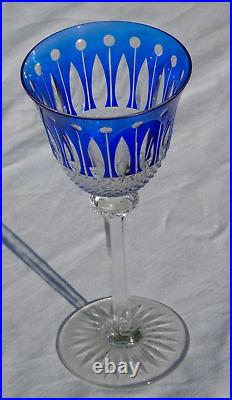 Saint Louis Verre en cristal doublé modèle Tommy Couleur bleu H 20 cm