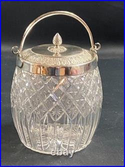 Seau à biscuits cristal taillé Baccarat Saint Louis monture métal argenté Empire Seau à biscuits cristal taillé Baccarat Saint Louis monture métal argenté Empire