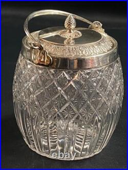 Seau à biscuits cristal taillé Baccarat Saint Louis monture métal argenté Empire Seau à biscuits cristal taillé Baccarat Saint Louis monture métal argenté Empire