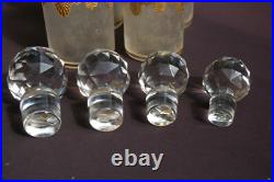 Série 4 Flacons en Cristal de St Louis modèle Nelly Décor givré Incrusté or