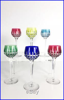 Série De 6 Verres À Vin Du Rhin En Cristal De Saint Louis (signés) De 20,5cm H