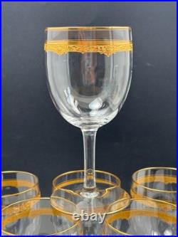 Série de 6 Verres à Eau/Vin en Cristal de Saint Louis Doré Or Modèle ROTY Série de 6 Verres à Eau/Vin en Cristal de Saint Louis Doré Or Modèle ROTY