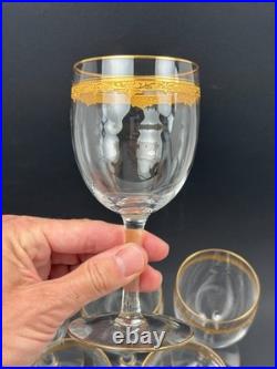 Série de 6 Verres à Eau/Vin en Cristal de Saint Louis Doré Or Modèle ROTY