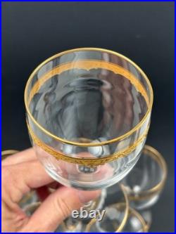 Série de 6 Verres à Eau/Vin en Cristal de Saint Louis Doré Or Modèle ROTY