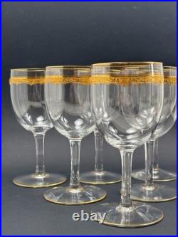 Série de 6 Verres à Eau/Vin en Cristal de Saint Louis Doré Or Modèle ROTY