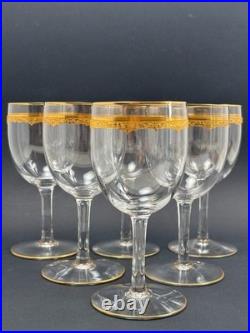 Série de 6 Verres à Eau/Vin en Cristal de Saint Louis Doré Or Modèle ROTY