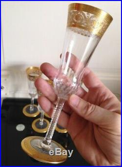 Série de 6 flûtes à champagne en Cristal et dorure Saint Louis Modéle Thistle