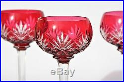 Série de 6 verres Roemer en cristal de St Louis modèle Massenet couleur rouge
