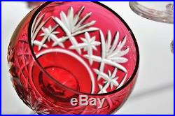 Série de 6 verres Roemer en cristal de St Louis modèle Massenet couleur rouge