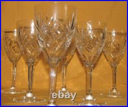 Série de 6 verres à vin /eau cristal de Saint-Louis modèle Chantilly estampillés