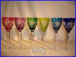 Série de 6 verres eau vin cristal Saint LOUIS modèle Chantilly de couleur