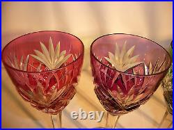 Série de 6 verres eau vin cristal Saint LOUIS modèle Chantilly de couleur
