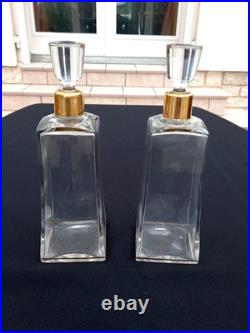 Service Liqueur Plateau-2 Carafes-6 Verres-cristal+dorure Or-baccarat St Louis