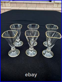 Service Liqueur Plateau-2 Carafes-6 Verres-cristal+dorure Or-baccarat St Louis