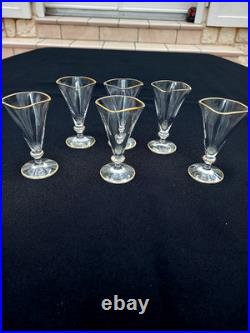 Service Liqueur Plateau-2 Carafes-6 Verres-cristal+dorure Or-baccarat St Louis