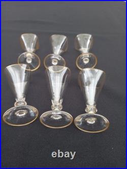 Service Liqueur Plateau-2 Carafes-6 Verres-cristal+dorure Or-baccarat St Louis