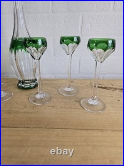 Service à Liqueur en Cristal taillé overlay bleu de St Louis