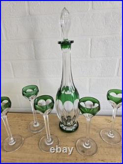 Service à Liqueur en Cristal taillé overlay bleu de St Louis