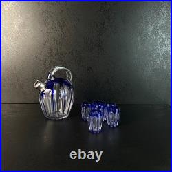 Service à liqueur Art Déco en cristal doublé, Saint-Louis, cerclé Argent 1930